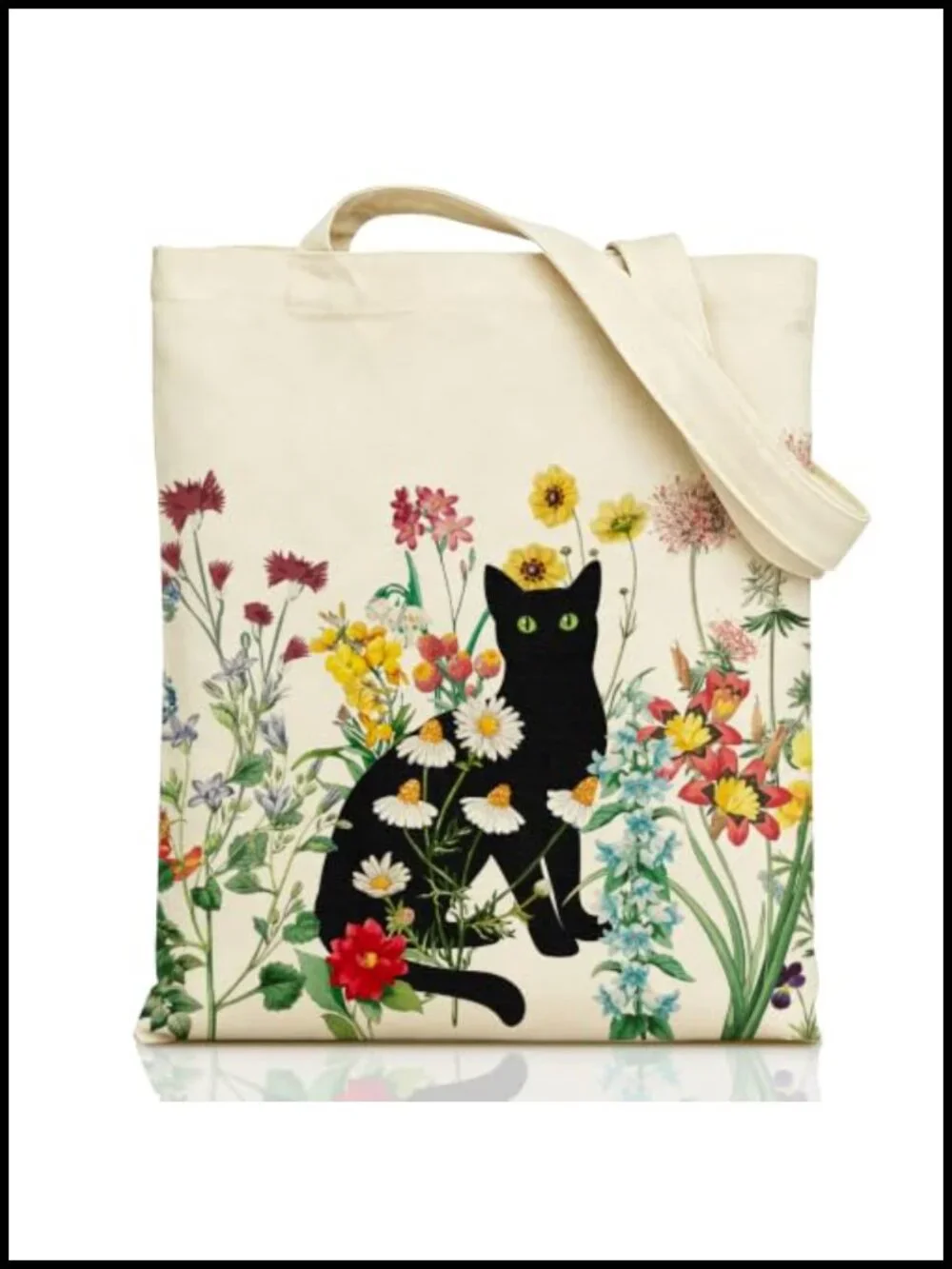 Canvas Tote Bag with Zipper Pockets - Reusable Shopping Bag